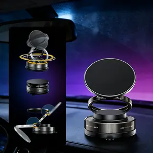 Adjustable Magnetic Car Phone Mount for All Vehicle Types: Vacuum Base with 28+ lbs of Ultra-Strong Suction, Portable 360° Rotating Holder, Compatible with iPhone 12–17 Series