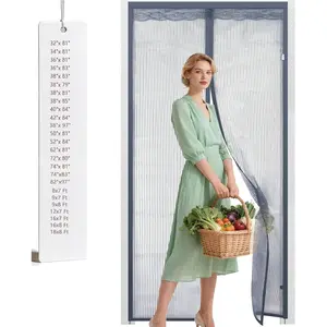 Magnetic Screen Door Mesh Heavy Duty, Hands Free Mesh Partition, Pet and Kid Friendly - Easy to Install Magnetic Closure Gray (Screen Size 38"x 83")