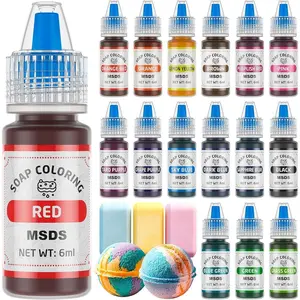 16 Colors Bath Bomb Soap Dye - Liquid Based Colorant, Food Grade, Skin Safe, Vibrant Neon for DIY Soap Making, Bath Bomb Supplies Kits, Bath Salt Crafting, Slime Dye