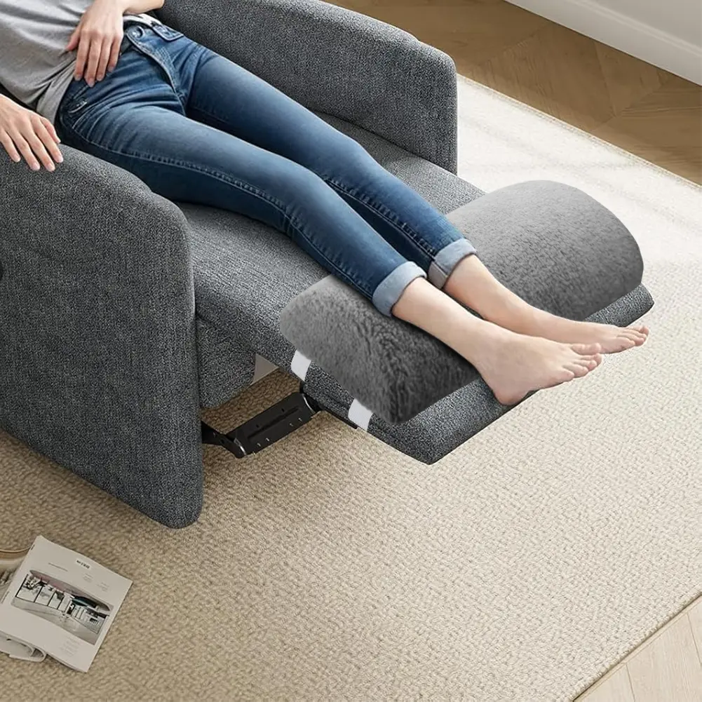 4inches Recliner Foot Cushion with Elastic Strap Ergonomic Footrest Pillow with Sherpa Cover Half Roll Leg Pillow for Ankle and Knee Support