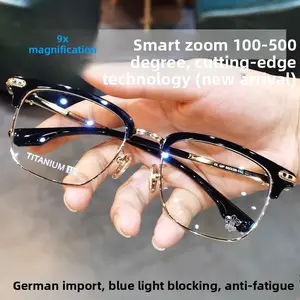 Smart Reading Glasses: Auto-Adjustable Diopter 100-500° Intelligent Zoom HD Blue Light Blocking Presbyopic Eyewear