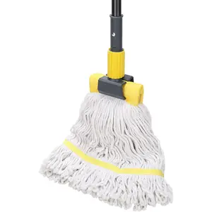 Commercial Mop Heavy Duty Industrial Mop with Long Handle,60" Looped-End String Wet Cotton Mops For Floor Cleaning,Home,Kitchen,Office,Garage and Concrete/Tile Floor