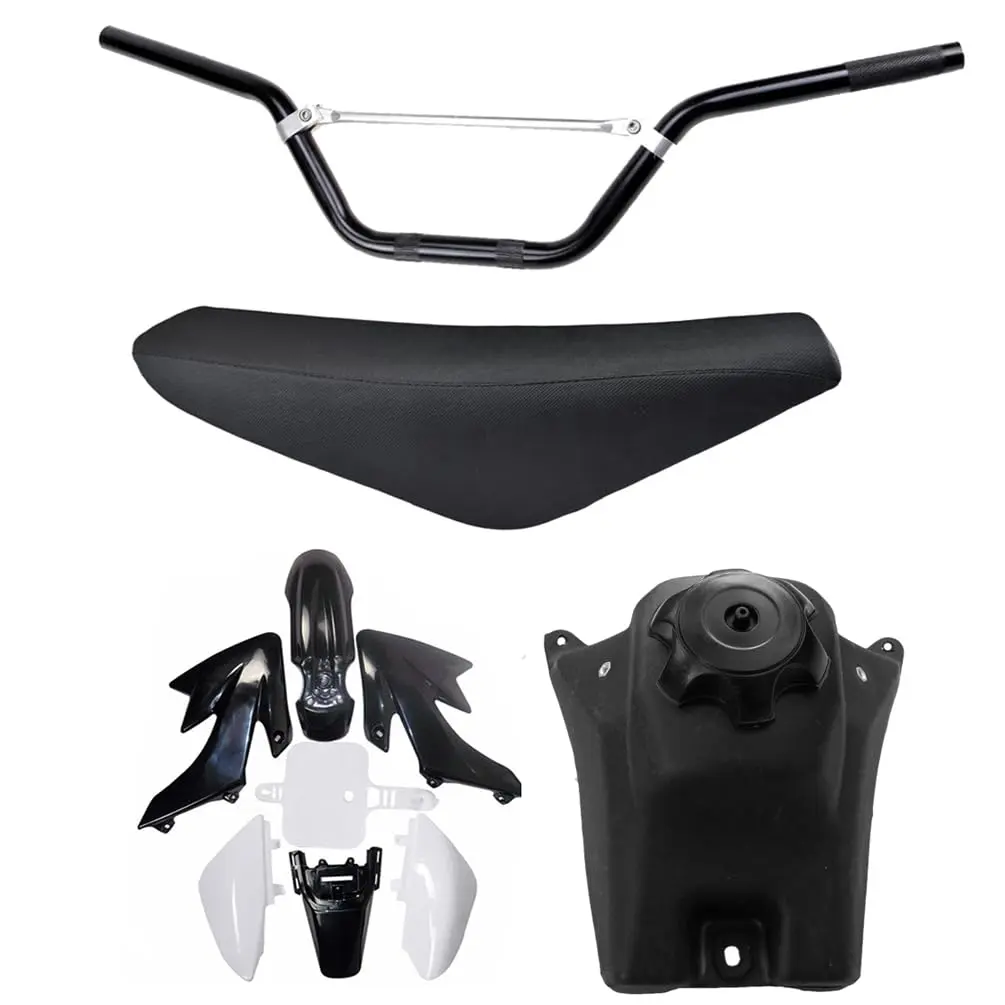 7/8 22mm Motorcycle Handlebars Handle Fat Bar with Plastics Fairings Kit Fuel Tank Seat for Pit Bike CRF50 XR50 SSR 110cc 125cc