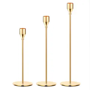 1 Set Gold Candle Holders Gold Taper Candle Holder Metal Candle Holder for Wedding, Dinning, Party, Fits 3/4 inch Thick Candle&Led Candles