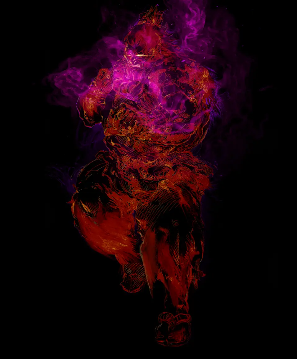 Capcom Street Fighter Akuma Digital Color Red Art Print 12x18 Original Drawing Of Gouki In Motion Raging Demon Attack By Capcom For Anime And Fighting Game Fans