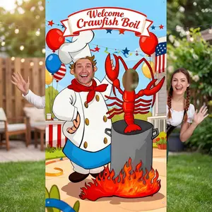 Crawfish Boil Party Photo Prop 6 x 3.6 ft Crawfish Party Decoration Supplies Lobster Theme Selfie Backdrop Props for Lobster Crab Family Housewarming Birthday Decorations