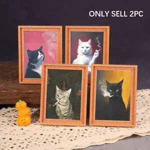 2 Pcs Fun Cat Magnet Set, Creative Mini Frame Refrigerator Magnets, Home & Festival Decor, Perfect Holiday Gift
