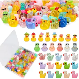 80 count Mini  Ducks,  Duck  Figures to  Plastic Glitter Little Ducks Glow in The Dark for Fairy Garden Dollhouse Miniature Landscape Fish  Aquarium Decor