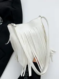 Summer Solid Color Retro Fringe Shoulder Bag, Bohemian Style Casual Crossbody Bag, Perfect for Shopping and Commuting