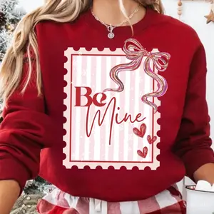 Coquette Valentines Postage Stamp Sweatshirt T-Shirt, Be Mine Valentines Heart Hoodie, Painted Bow Valentines Shirt, Valentines Day Gift For Her Him
