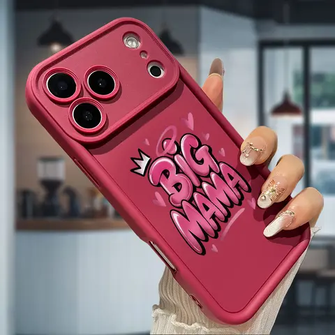 Big Mama Pink Graffiti Soft Silicone Smartphone Case - Protective Casing Cover for iPhone 17 Air,16/16e/15/14/13/12/11 Pro Max Plus,X/XS, Snug Fit, Shockproof, Anti-Scratch, Soft Grip, Festive Holiday Art Accessory, Mother's Day Gift