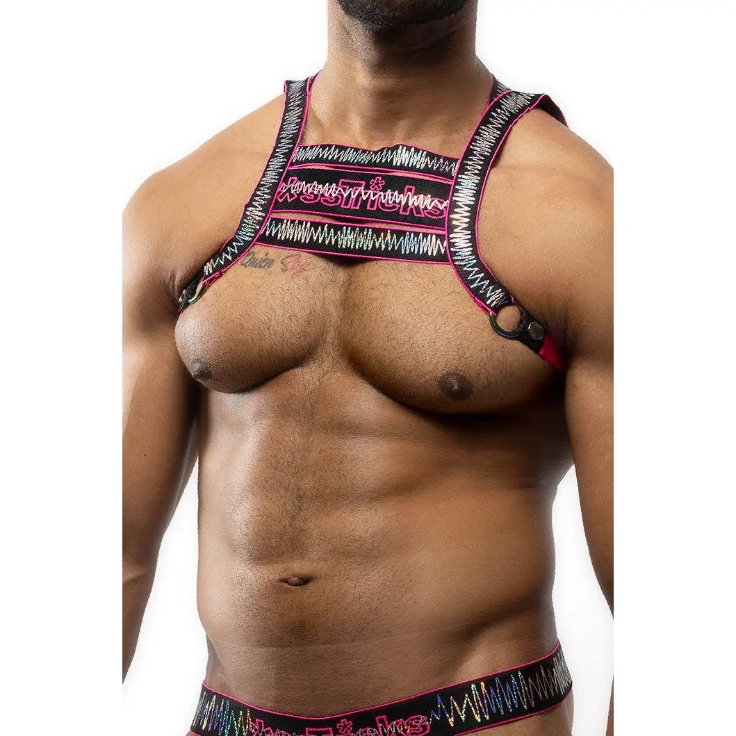 ELECTRO HOLOGRAPHIC HARNESS | Neon Pink