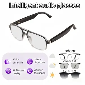 PENGTENG Smart Audio Glasses, With Light Sensitive Color Changing Fashion Lenses, Voice Call, HIFI Music, Blue Light Blocking, Smart Noise Reduction, Suitable For Business Office, Travel, Sports, Smart Digital Device, Best Selling, Unisex, Festival Gift