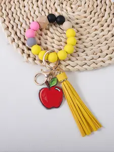 1/4pcs Campus Style Beaded Wrist Keychain, Cute Keychain, Bright and Vivid Color, School Element Jewelry, Perfect Gift for Friends, Teachers, Graduates