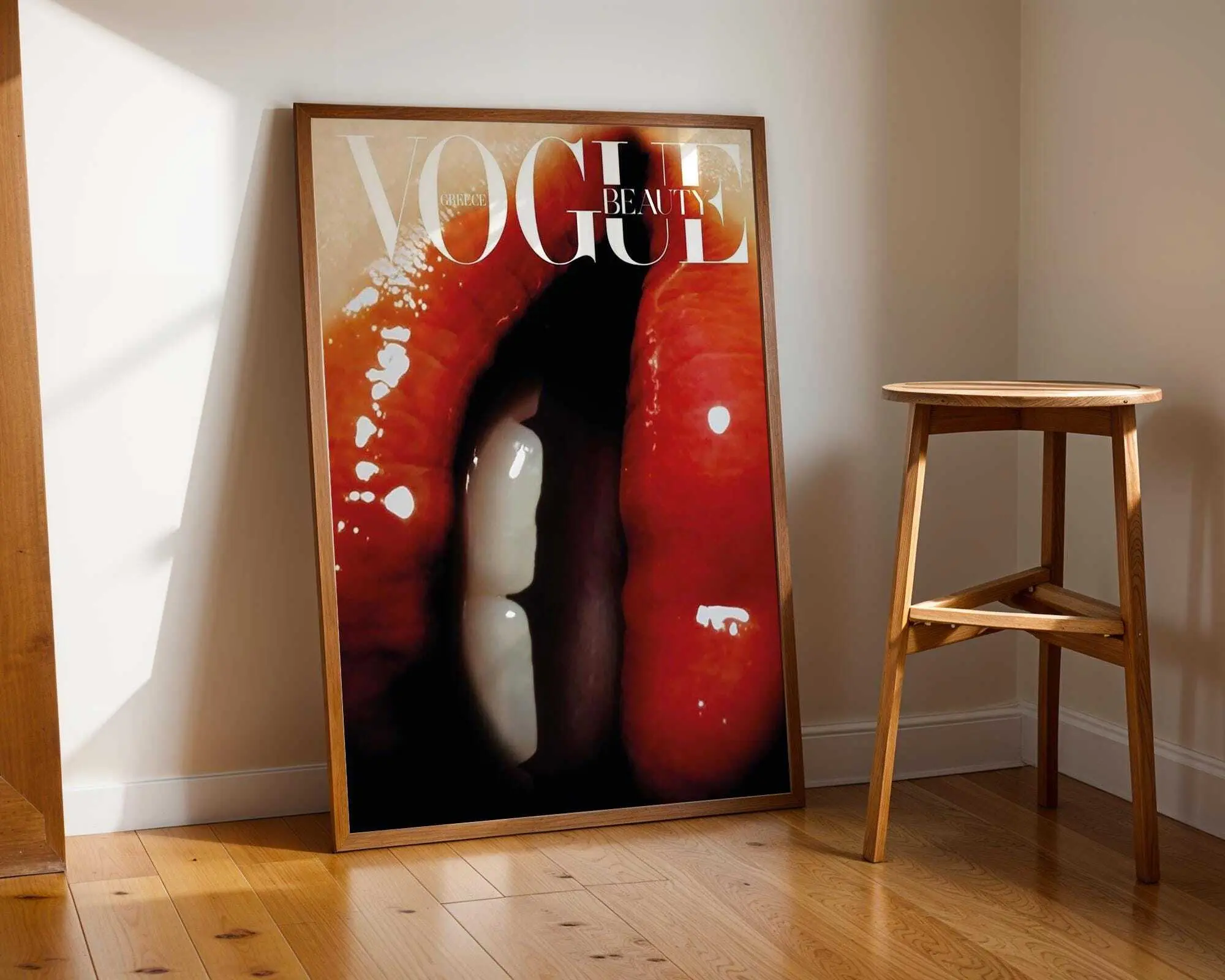 Vogue Red Lips Poster | Glossy High Fashion Beauty Art | Luxury Editorial Wall Decor | Feminine Aesthetic Print