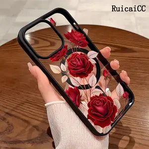 Premium Magnetic Phone Cases for iPhone11/12/13/14/15/16//17/Air/promax/Plus Blooming Red Roses y2k cased MagSafe Ready, Anti-Fall, Springtok and Ultra-Thin Design | Perfect for Everyday Use Protector Screen Protector Aesthetic Resistance
