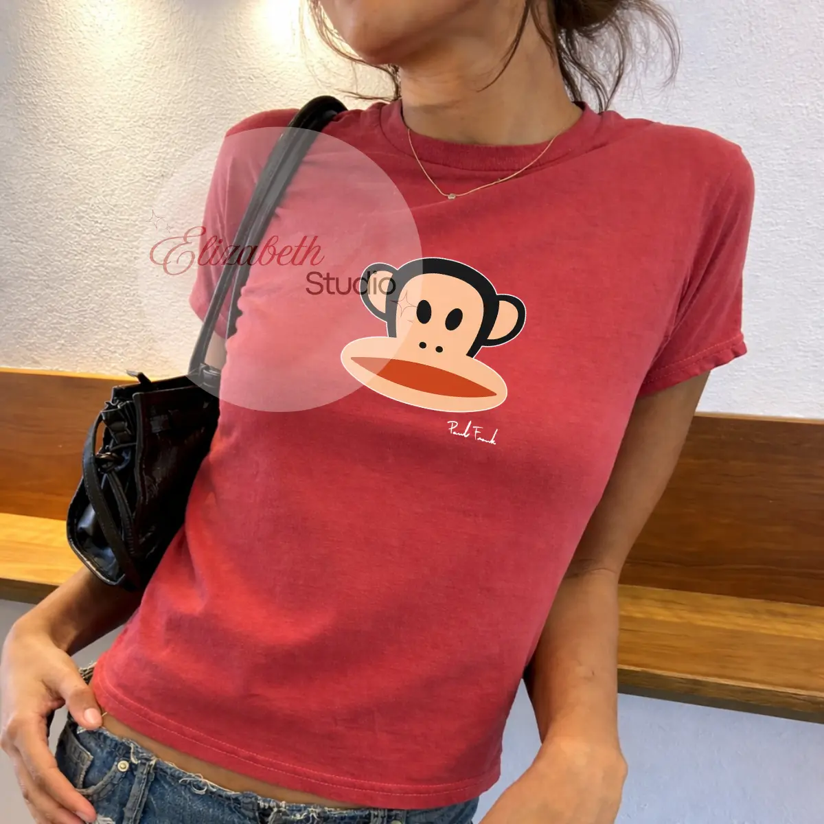 Cute Monkey Face Graphic Baby Tee, Y2K Cartoon Monkey Shirt, Minimal Funny Monkey Aesthetic Top, Trendy Women Streetwear Tee