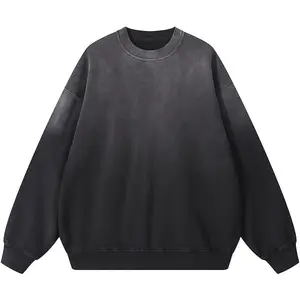 Mens Oversized Acid Wash Hoodie Sweatshirt Heavyweight Vintage Cotton Pullover Streetwear for Unisex