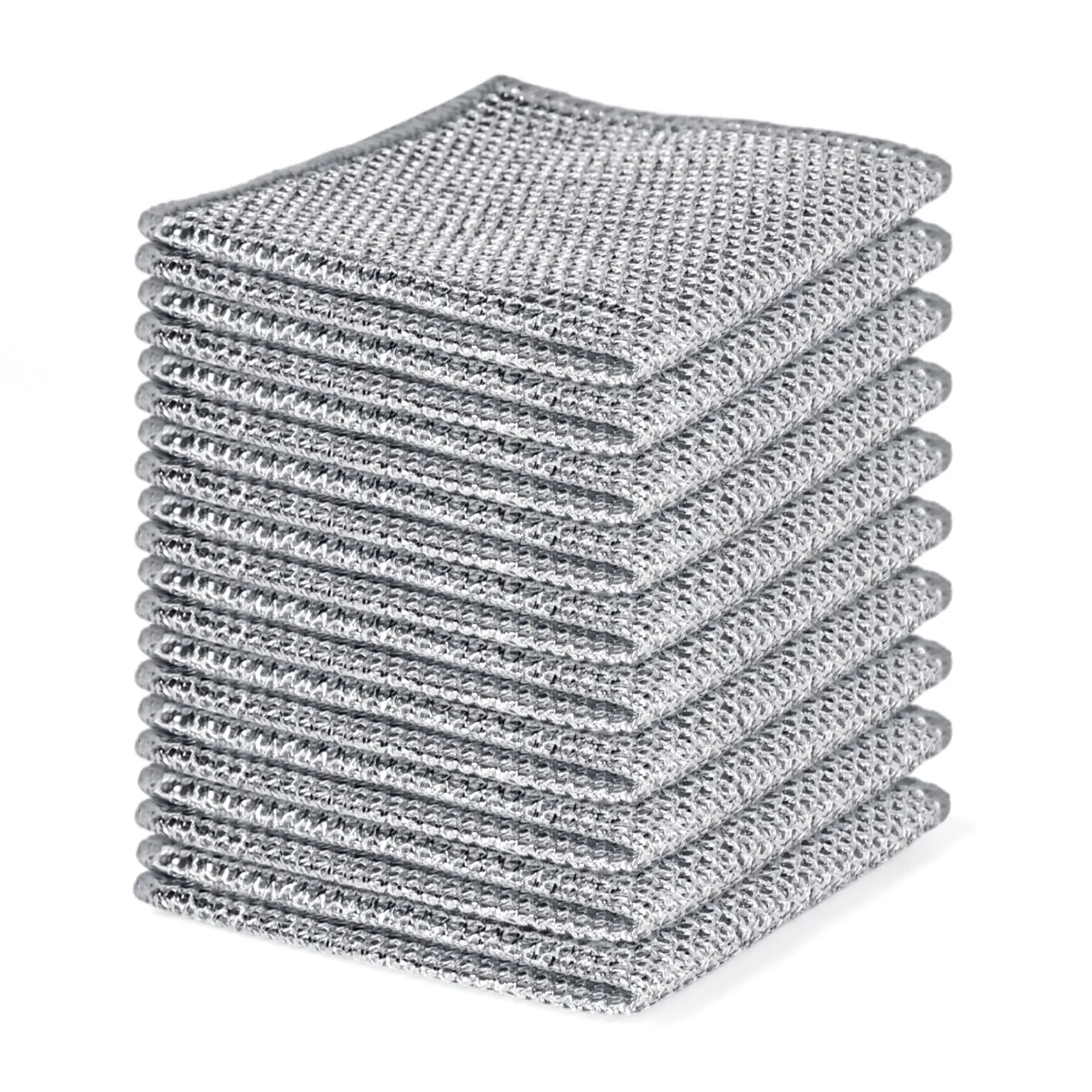 10-pack Anti-scratch Steel Wire Dish Cloths | Anti-scratch Double-layer Design | Professional Kitchen Cleaning Cloths for Pots, Pans, Grills and Stove