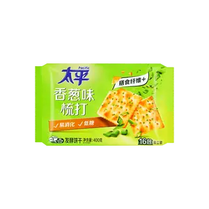 PACIFIC Low Sugar Scallion Flavor Fermented Biscuits - 400g Rich in Dietary Fiber, Healthy Snack