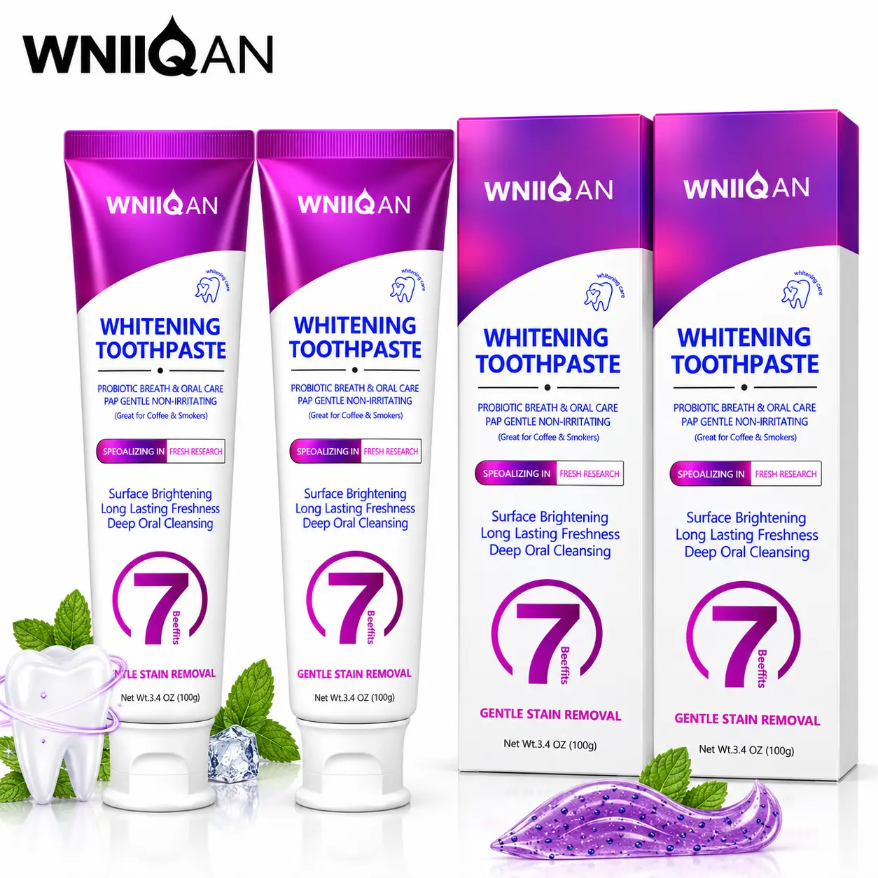 WNIIQAN 2-Pack Toothpaste, Daily Oral Care, Fresh Breath, Gentle Formula, Refreshing Toothpaste for Everyday Use