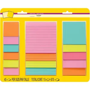 Super Sticky Notes, Assorted Sizes, 15 Pads, 2X The Sticking Power, Supernova Neons Collection, Neon Colors (Orange, Pink, Blue, Green), Recyclable (4423-15SSMIA)