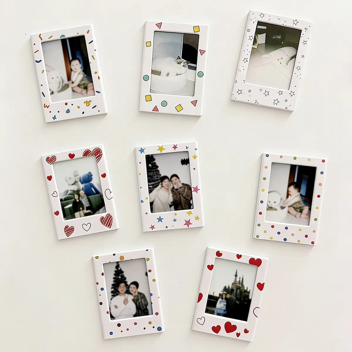 Set of 4 or 8 pieces: sweet magnetic photo frame, refrigerator magnet, Positif mini photo frame, Positif 3-inch photo frame, DIY photo frame, photo wall, heart print, anniversary gift, Valentine’s Day gift