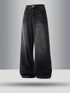 Men’s casual wide-leg jeans, relaxed fit, mid-rise, regular length, zip fly, all-season comfort, casual attire | Relaxed fit jeans | Comfortable jeans