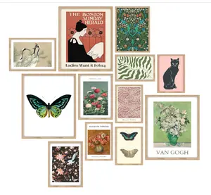 Vintage Boho Wall Art Prints, Retro Maximalist Aesthetic Pictures, Gallery Prints Funky Eclectic Posters for Bedroom Home Dorm Decorations (Unframed)