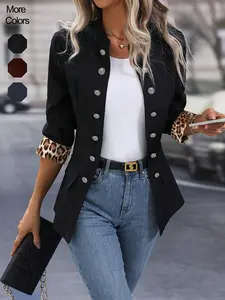 Women's Fashion Casual Double Button Blazer Jacket Coat, Stylish Outerwear for Ladies, Perfect for Daily Wear & Office Use