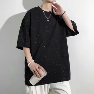 New Fashion Men's Starry Sky T-Shirt Hip-Hop Style Unique Comfortable Short-Sleeve Beach Top Streetwear Round Neck Menswear
