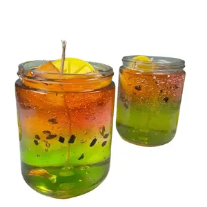 Watermelon Lemonade Scented Gel Candle - Up to 55hrs Burn Time - Long Lasting Decor - Ideal for Home Fragrance - Ornaments Decoration Aroma Perfume