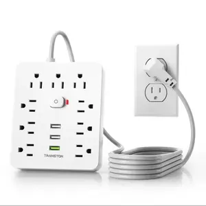 TROND 12-Outlet Surge Protector + 3 USB Ports Power Strip (5ft Cord)