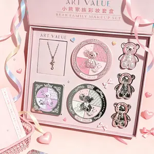 Art Value 7-Piece Makeup Gift Set, Includes Blush, Powder, Eyeshadow, Bear Lipstick, Necklace, Perfect for Gifting, Global Selection of Beauty Products