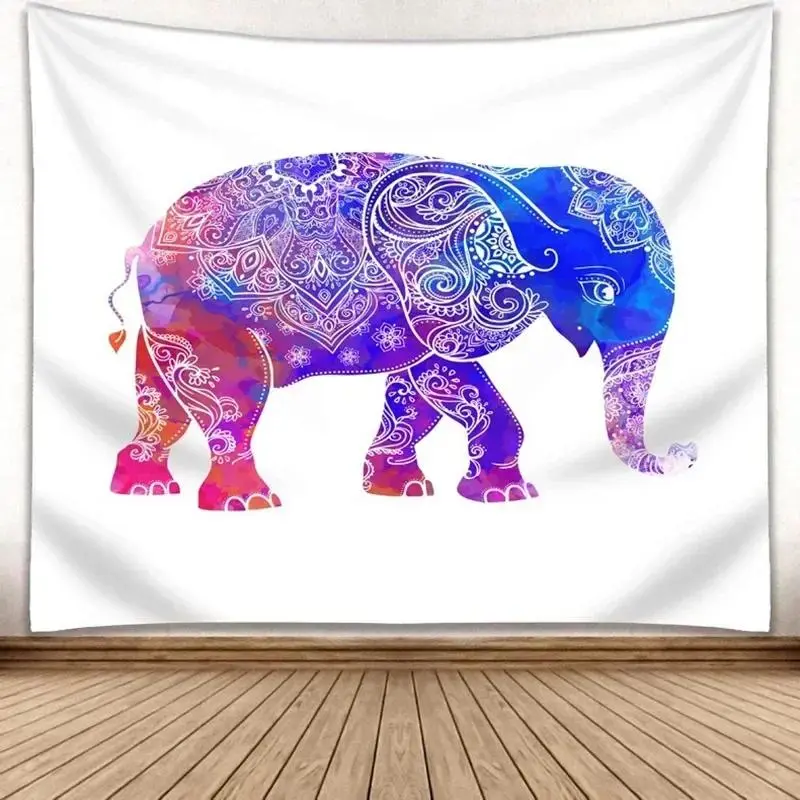 1pc,Elephant Printed Tapestry Mandala Indian Tapestry Wall Hanging Decoration Tablecloth , Dustproof Cover