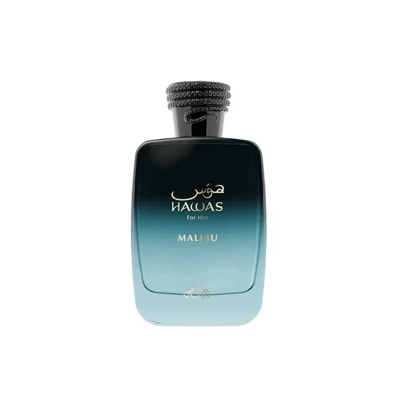 Men's Rasasi Hawas Malibu Eau De Parfum - 3.4 Oz/100ml Fresh Aquatic Fragrance with Apple, Bergamot, Lemon, Plum, Amber, Musk Notes and Long-Lasting Scent