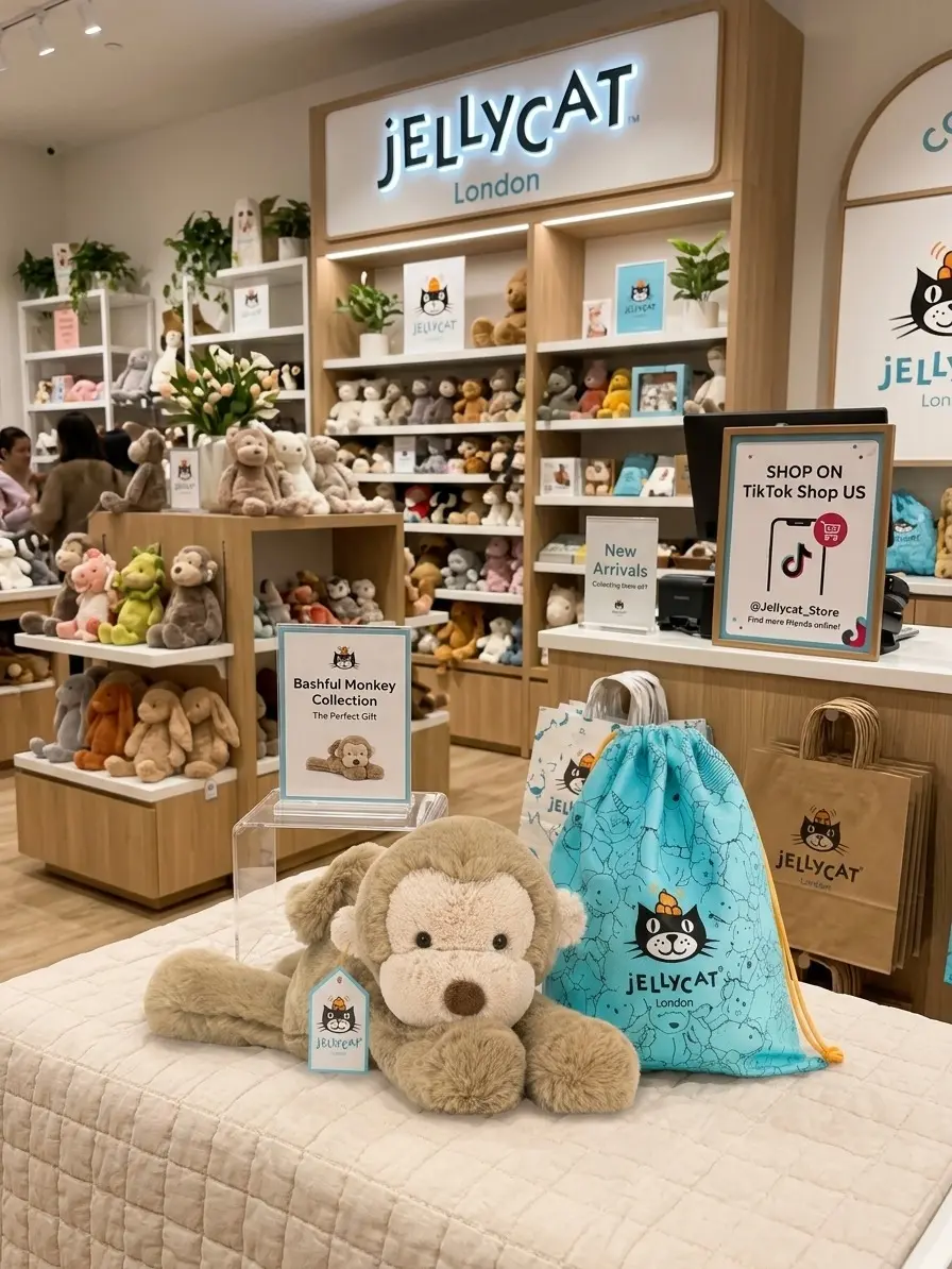 Authentic Jellycat Smudge Monkey Plush Toy | In Stock USA | Includes Free Jellycat Bag