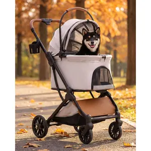 Pet  with Detachable Carrier for Small & Medium Dogs & Cats, Smooth Comfort Ride with Shock-Absorbing Suspension, Foldable  , Compact Storage (Cloud Gray)