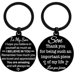 Son Gifts from Mom Dad To My Sons Birthday Christmas Graduation Valentines Day Gifts for Adult Sons Thank You Keychain