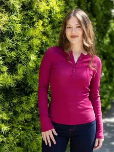 CORA henley tee Burgundy Rib