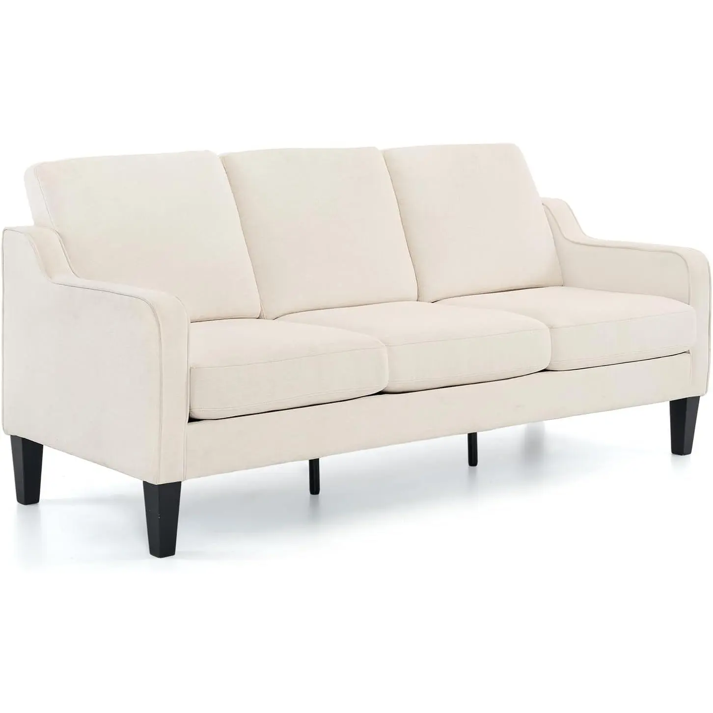 VINGLI Small Couch Sofa 71" Comfy Couches for Living Room Beige 3 Seat Sofa Couch Mid Century Modern Sofa Furniture Couches with Scooped Arms for Small Spaces, Bedroom, Apartment, Studio