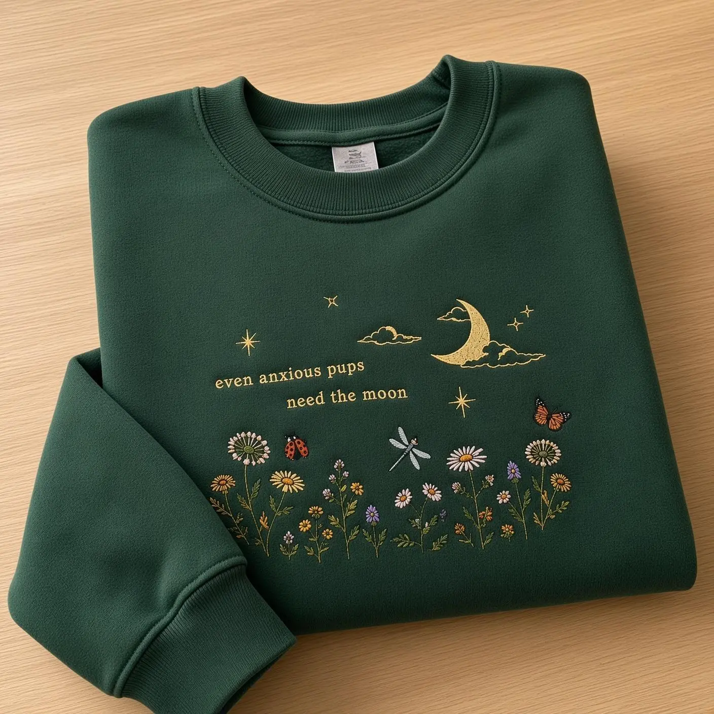 Noah Kahan Orbiter Embroidered Sweatshirt, Even Anxious Pups Need the Moon Crewneck, The Great Divide Era Floral Moon Sweater, Noah Kahan Fan Gift, Indie Folk Music Pullover, Cozy Concert Sweatshirt for Women