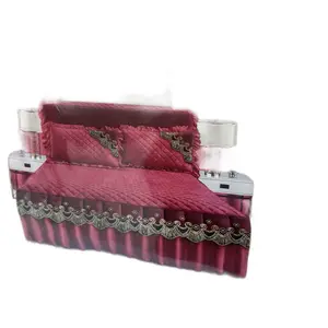 5 pcs Bed Skirt Set - Elegant Burgundy Quilted Design with Gold Accents for Luxurious Bedroom Decor
