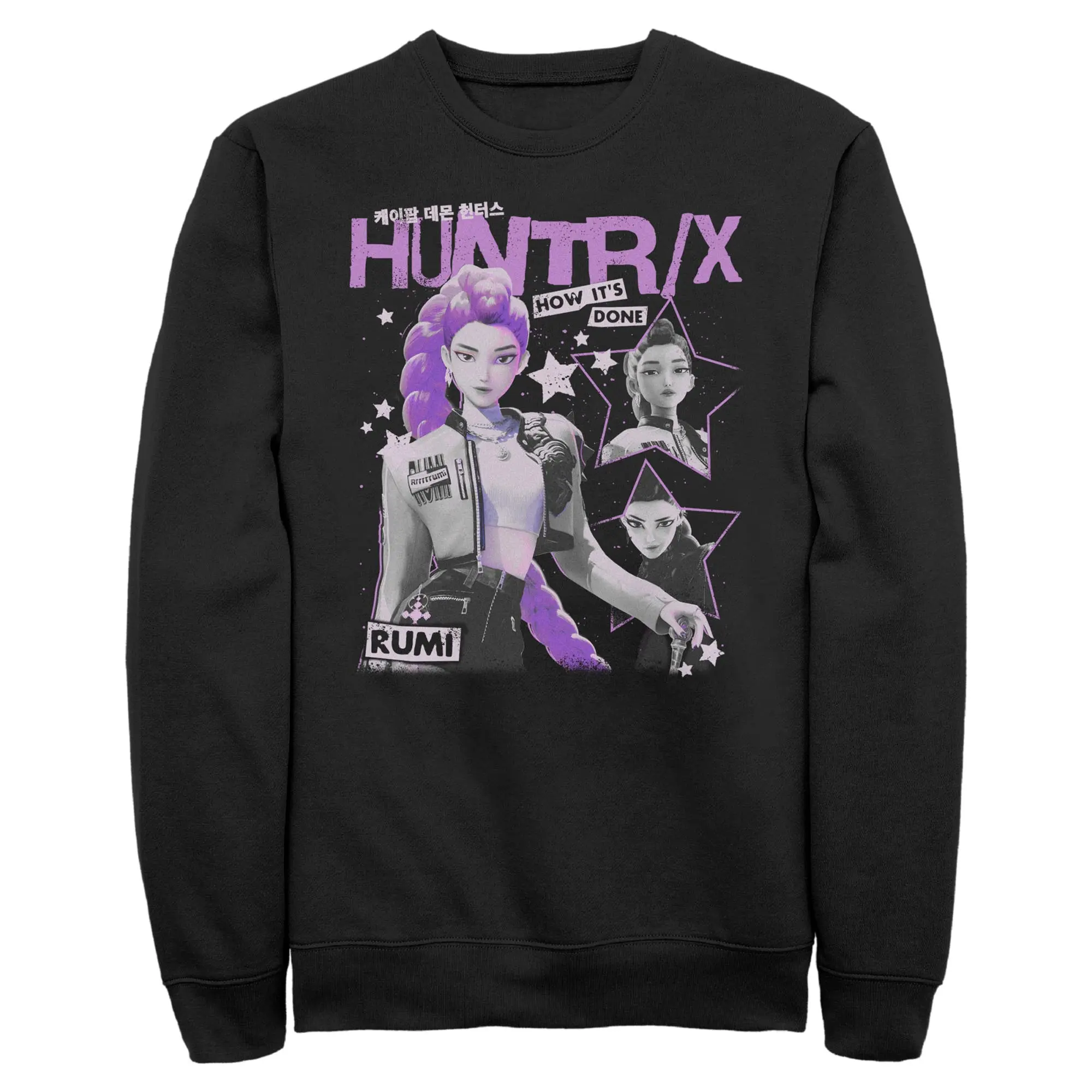 Men's KPop Demon Hunters Pop Star Huntrix Rumi Menswear Pullover, Casual Long Sleeve Round Neck Sweatshirt, Top, Quote