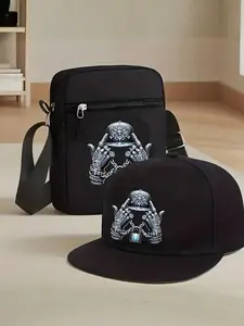 Hiphop Print Unisex Baseball Cap and Crossbody Bag Set, Trendy Shoulder Bag, Street Fashion Outdoor Sports Hat and Shoulder Bag, Adjustable Gift for Friends