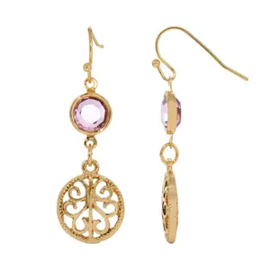 Euro Channel Crystal & Filigree Dangle Earrings
