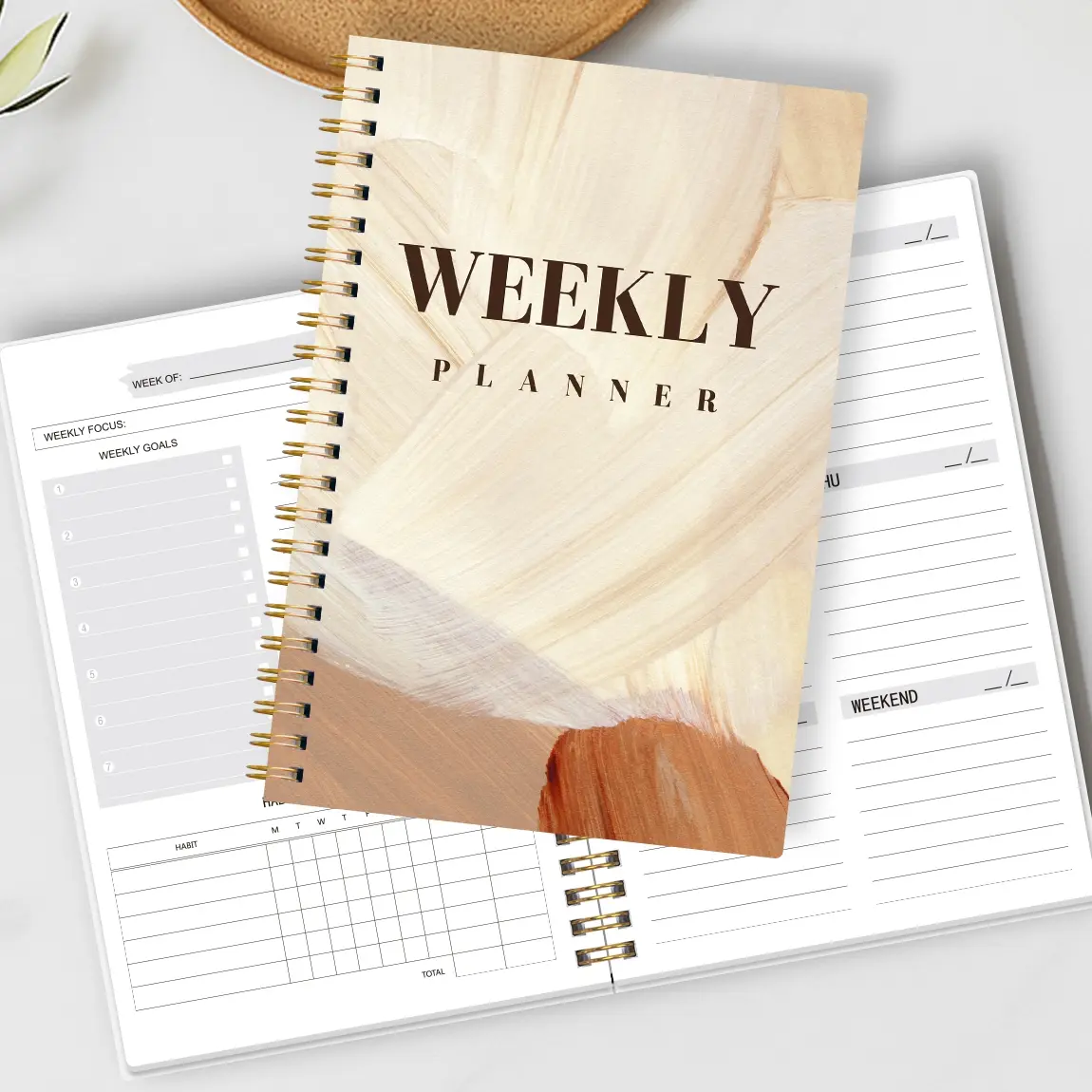 1pc Undated Weekly Planner Notebook, Productivity Planner, Aesthetic Cover with To-Do List, Habit Tracker, Perfect for Office, School or Home Use, Easy Planning,Elegant Gift, Stay Organized All Year, Spiral Bound Planner