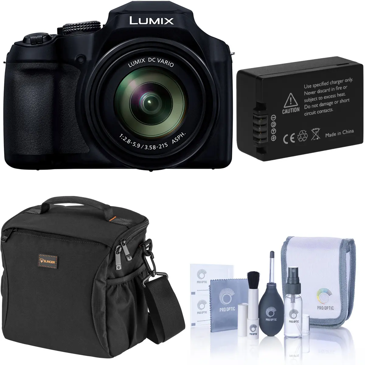 Panasonic LUMIX FZ80D Digital Camera, Bundle with Extra Battery, Bag, Includes Cleaning Accessories