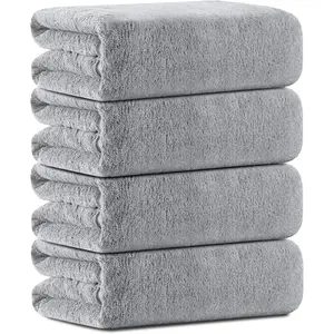 Bath Towels Set of 4,  35x70 Inches Bath Sheets Quick Dry Towel for Bathroom, Ultra Soft Hotel Absorbent Shower Towels Set Light Gray (4Pcs)