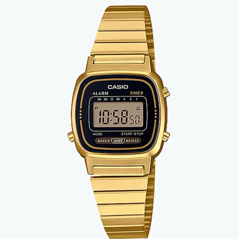 Casio Women's Gold Tone LA670WGA Digital Watch with Strap, Water Resistant, and Alarm Function Modern Casual Wristwatch